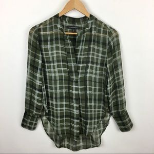 Banana republic plaid sheer long sleeve